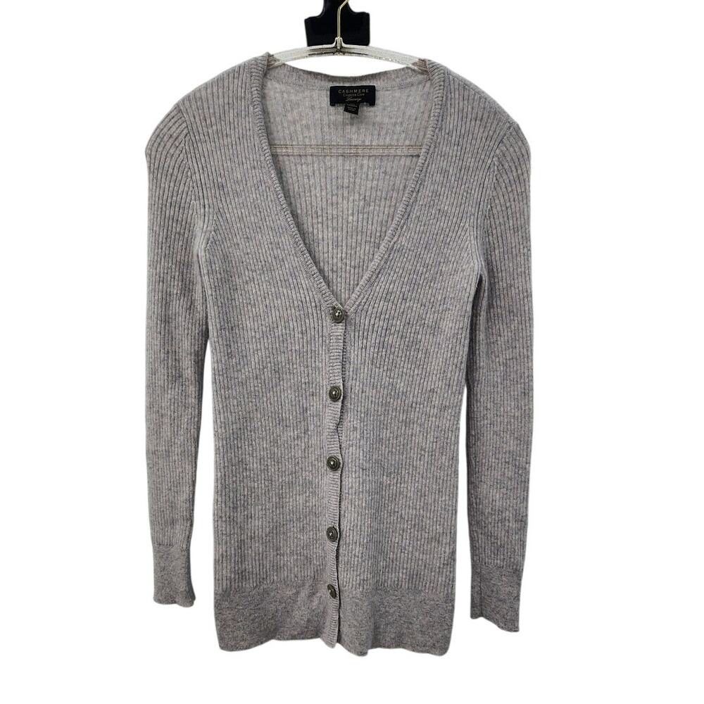 Charter Club Luxury 100% Cashmere Grey‎ Cardigan Sweater Size XS